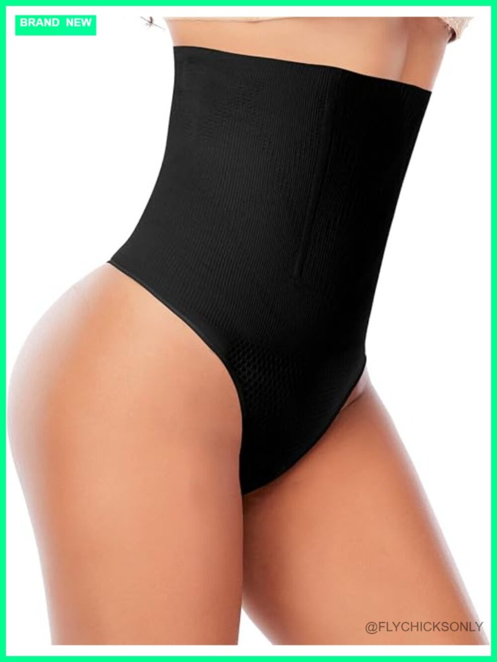 Mid to High Waisted Thong Shapewear with Steel Bones for Tummy Control